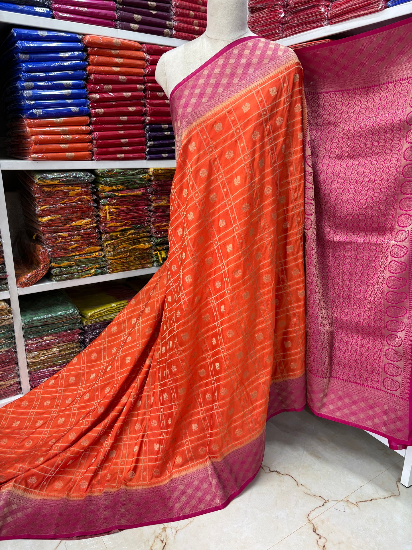 Semi Mysore Crepe (Checks, Motifs, Rich Pallu)