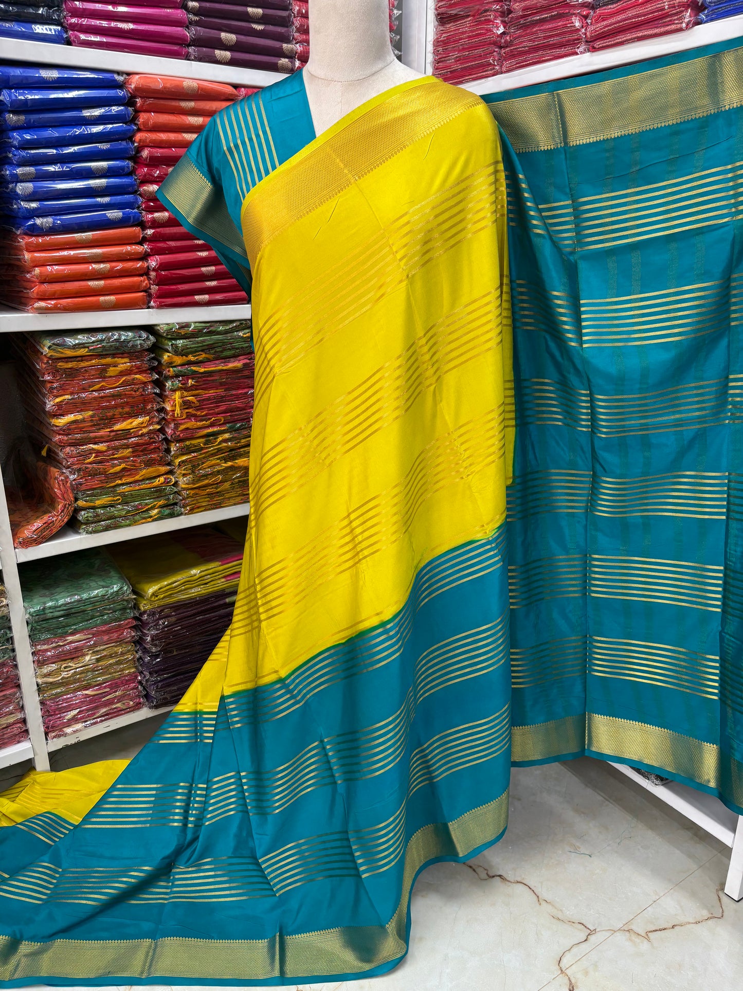 Semi Mysore Crepe Half & Half (Super Premium)