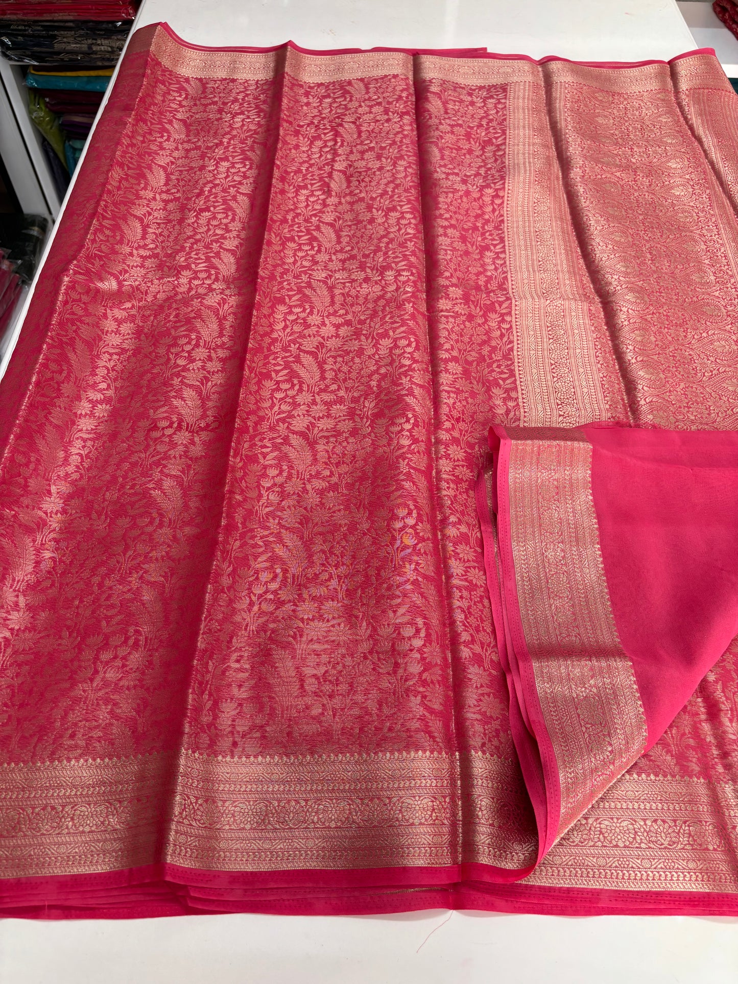 Semi Mysore Brocade (Beautiful Plants and Flowers Jari Brocade Weaving)