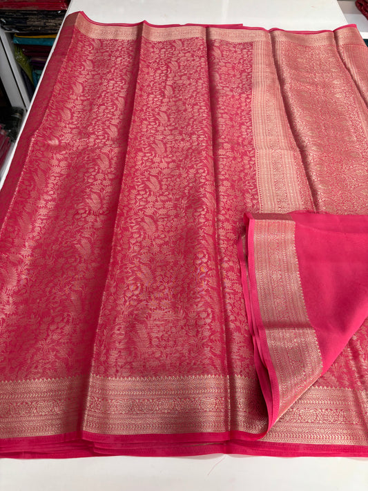 Semi Mysore Brocade (Beautiful Plants and Flowers Jari Brocade Weaving)