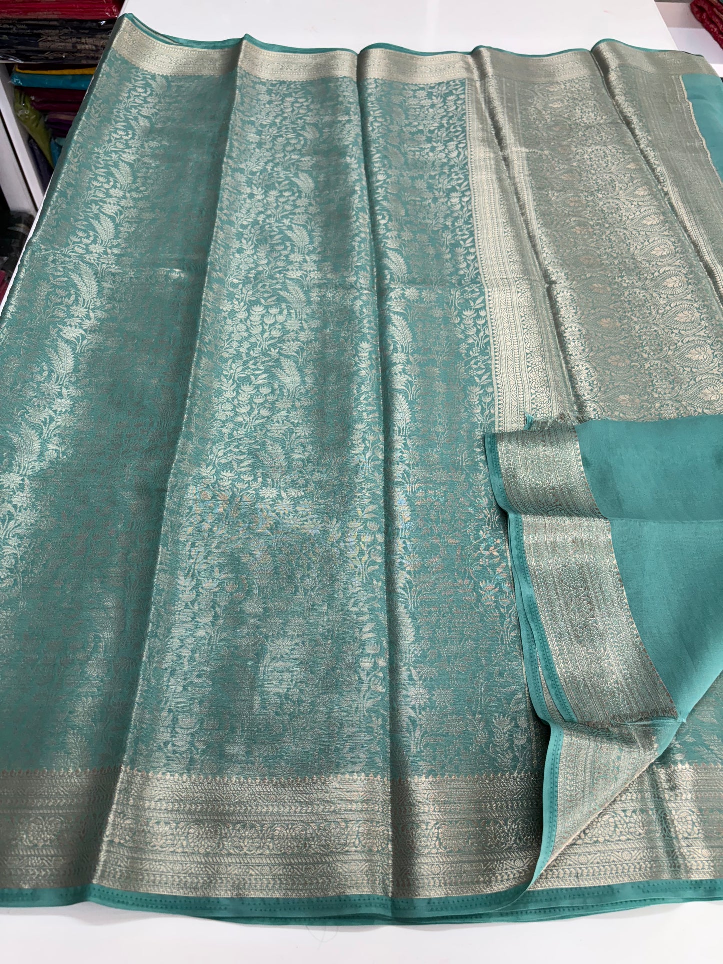 Semi Mysore Brocade (Beautiful Plants and Flowers Jari Brocade Weaving)