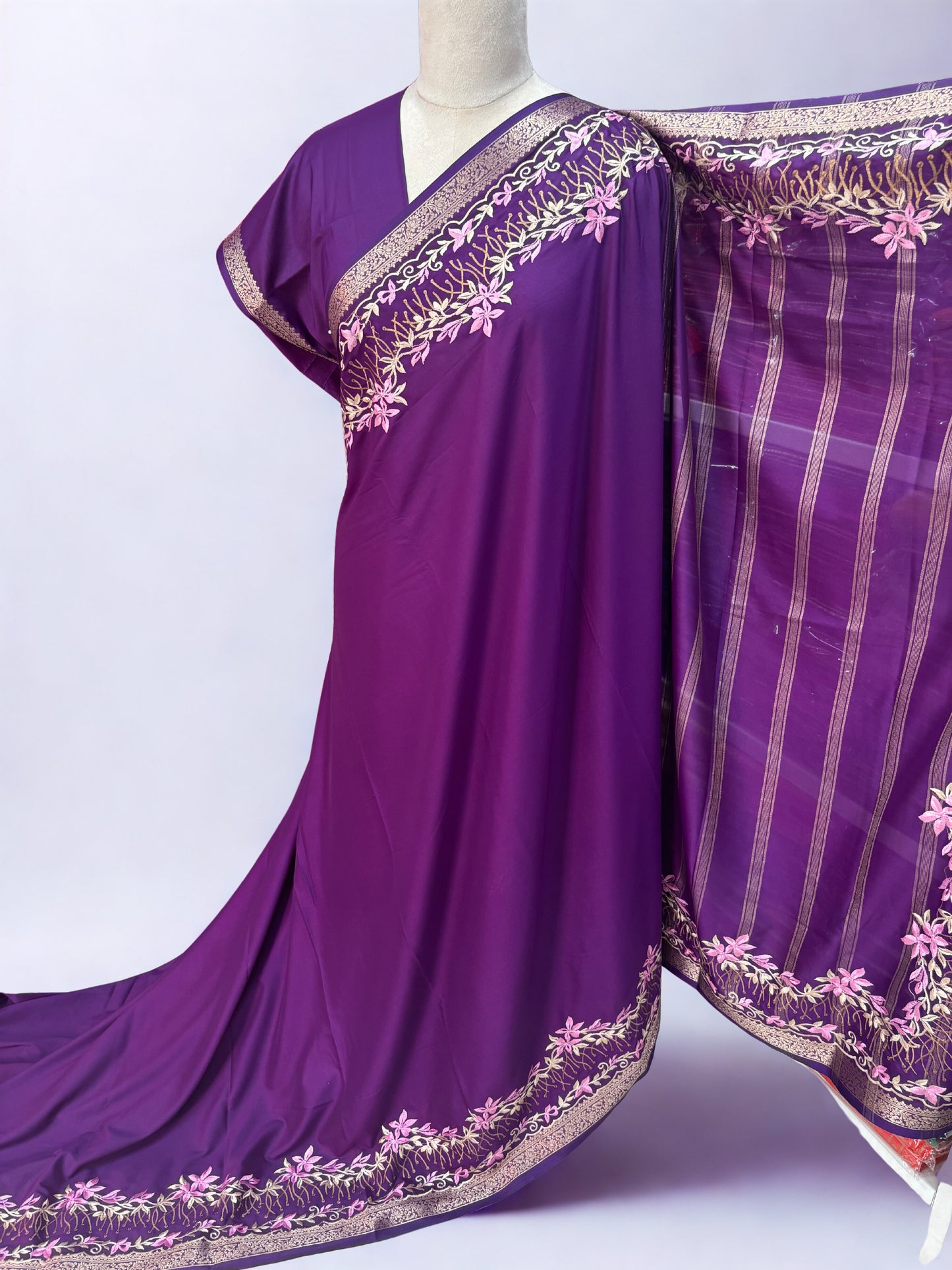 Semi Mysore Crepe (Premium, Floral Embroidary)