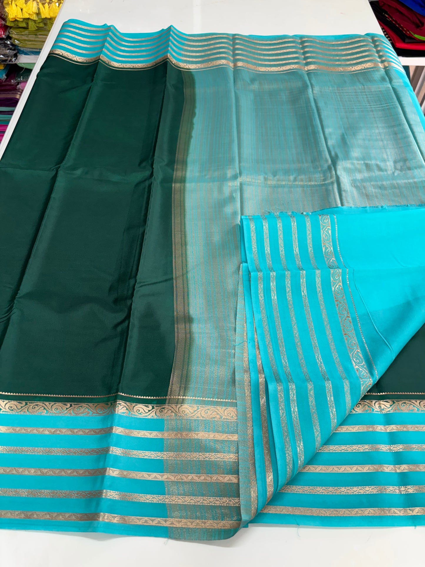 Semi Mysore Crepe (Premium, 5 lines Border)