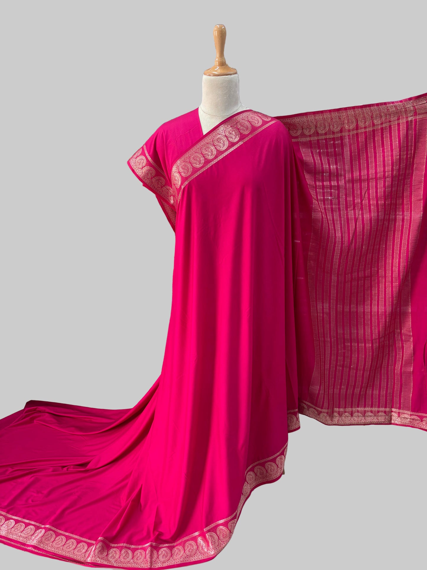 Semi Mysore Crepe (Self, Premium, Mango Border)