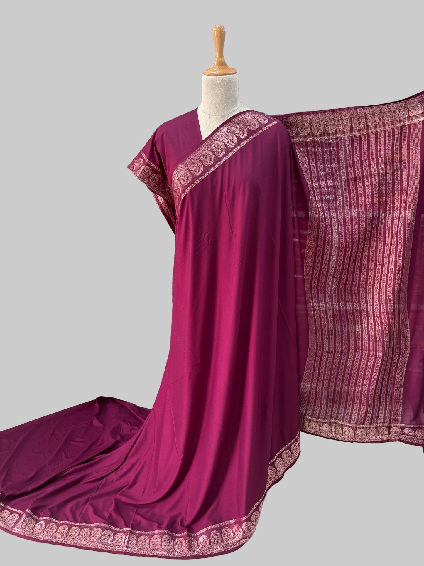 Semi Mysore Crepe (Self, Premium, Mango Border)