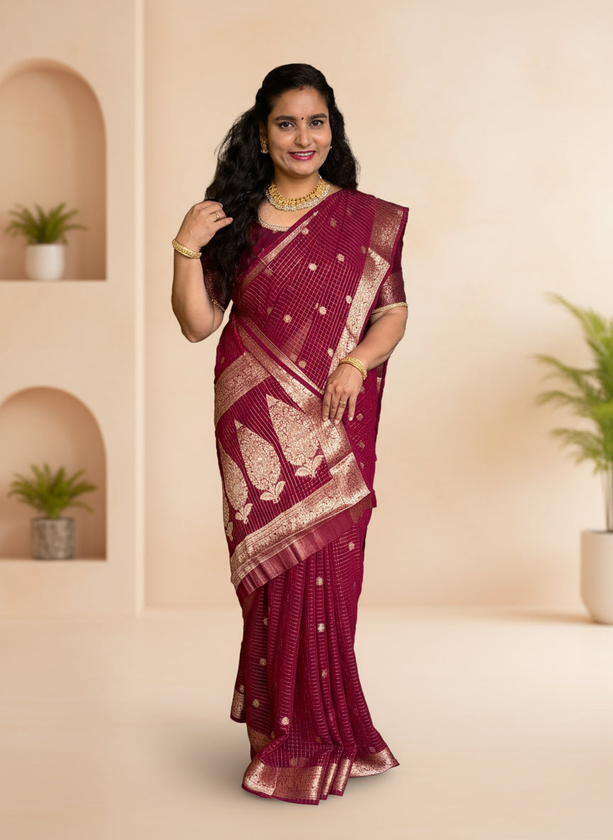 Georgette Chiffon (Checks, Motifs, and Rich Pallu)