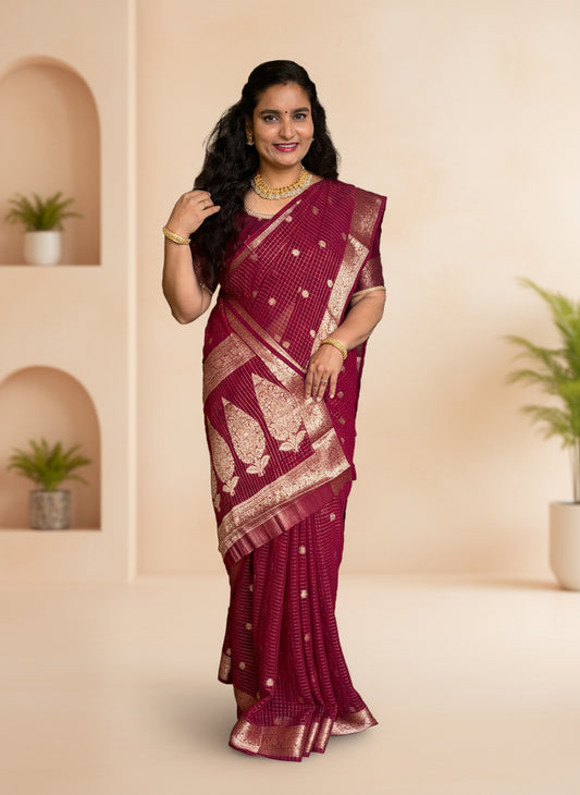 Georgette Chiffon (Checks, Motifs, and Rich Pallu)