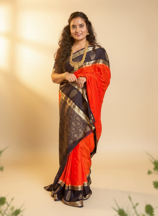Semi Mysore Crepe (Rich Pallu and Jumka Bentex Border)