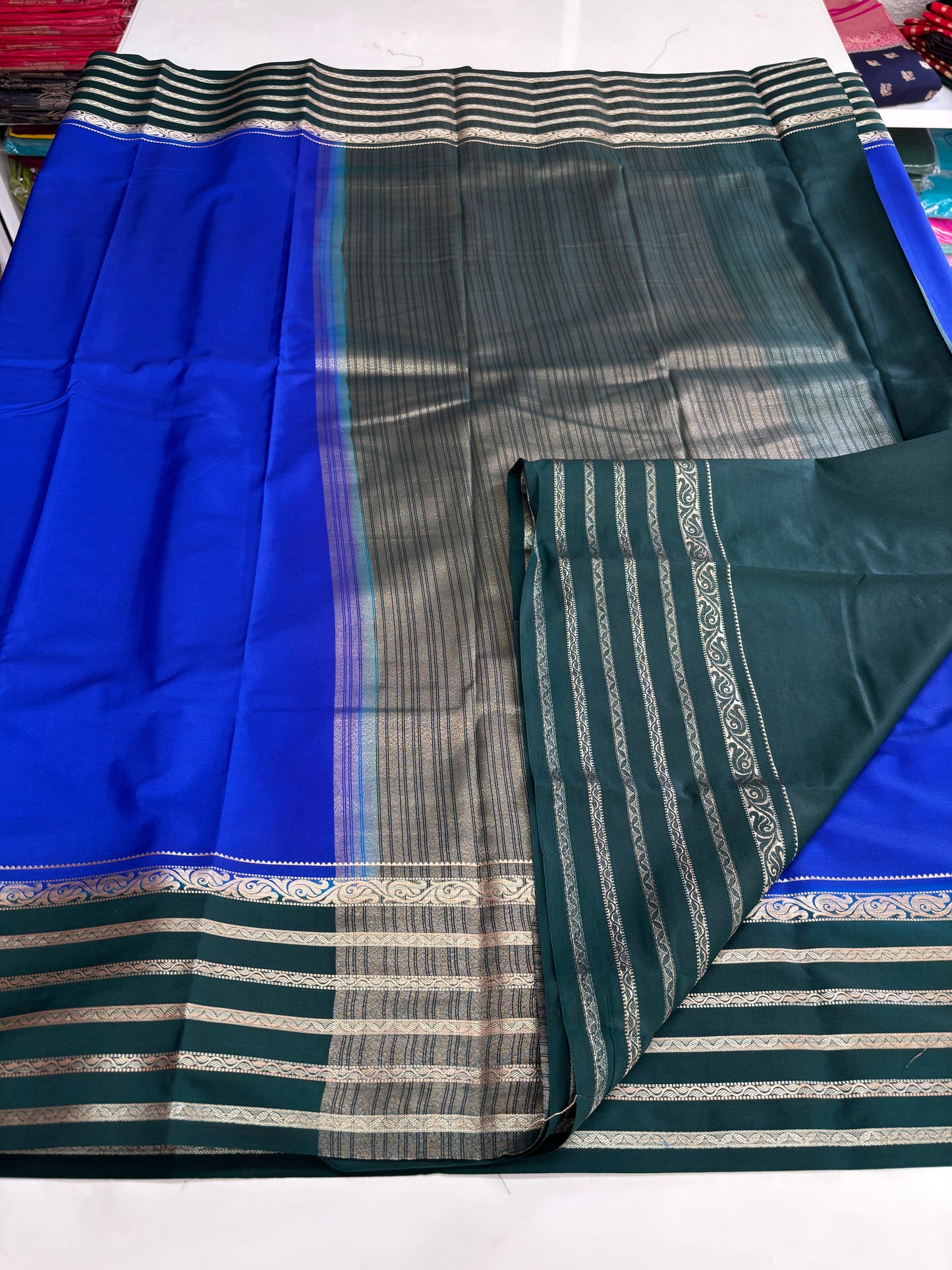 Semi Mysore Crepe (Premium, 5 lines Border)