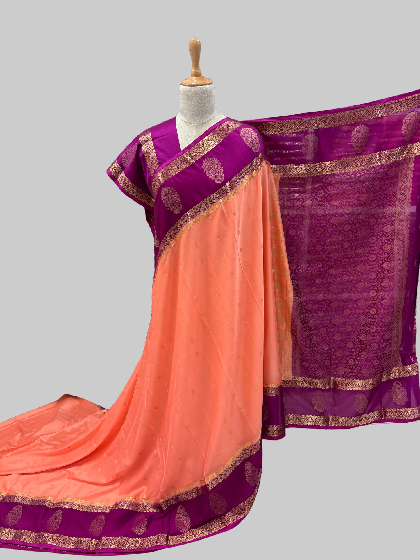Semi Mysore Crepe (Rich Pallu and Jumka Bentex Border)