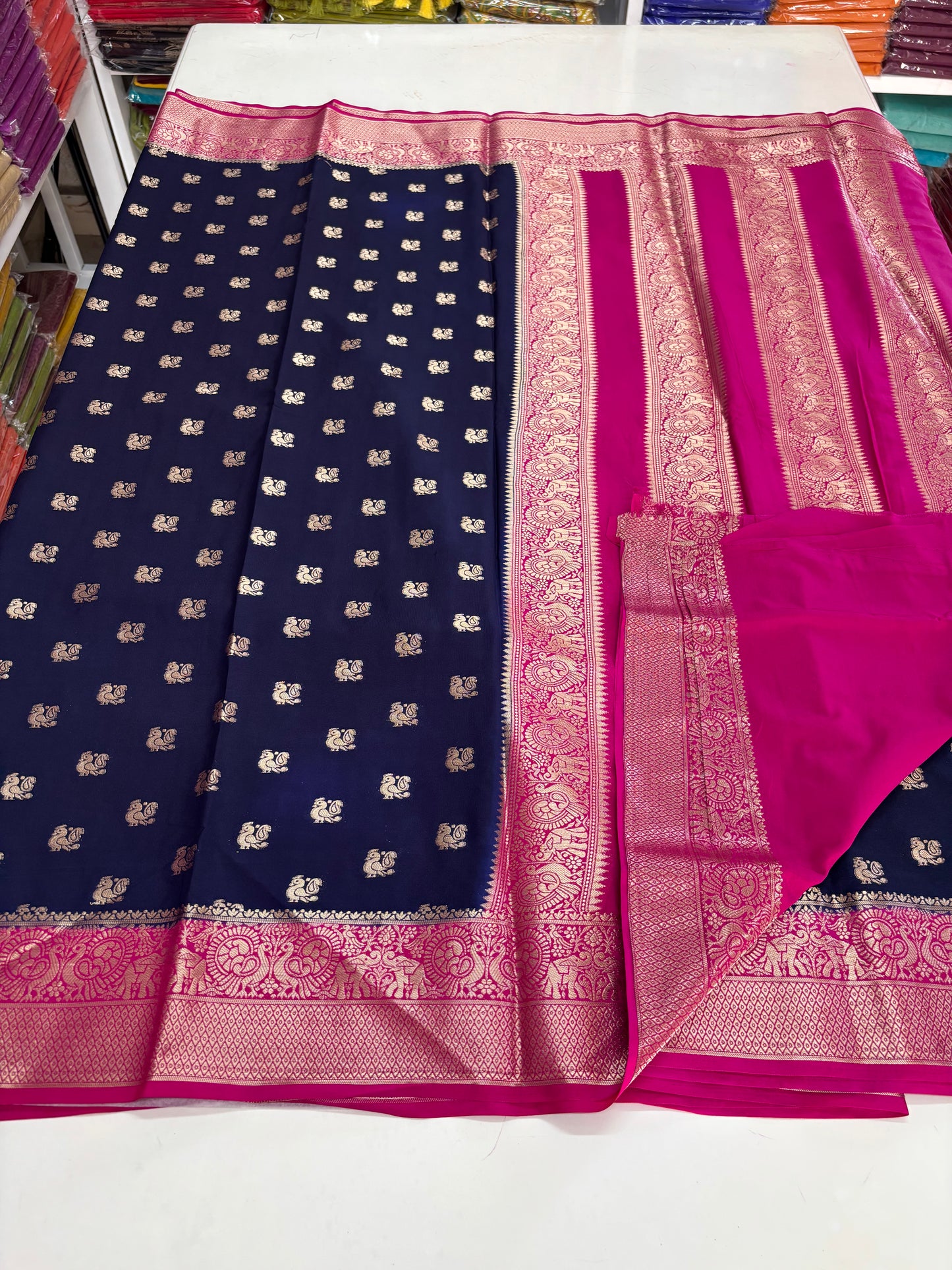 Semi Mysore Crepe (Super Premium, Peacock Motifs)