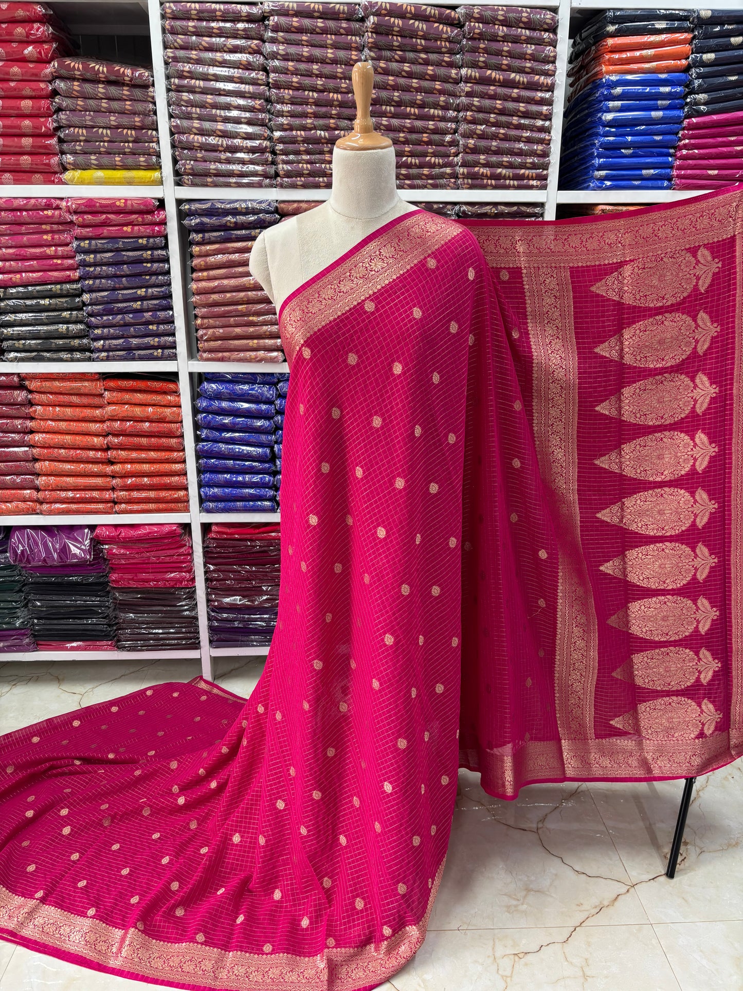 Georgette Chiffon (Checks, Motifs, and Rich Pallu)