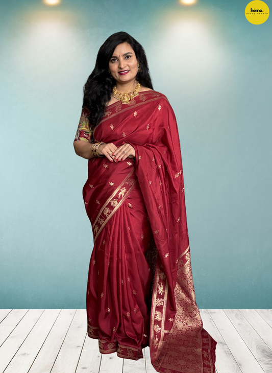 Viscose Saree (Elephant and Deer Border)