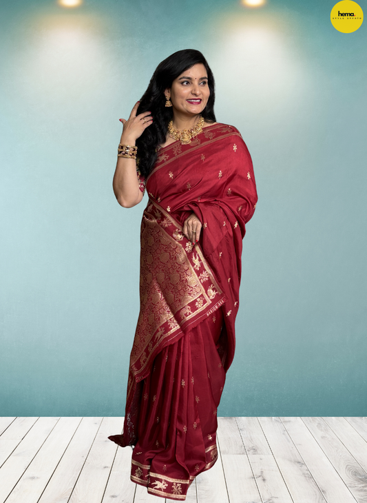 Viscose Saree (Elephant and Deer Border)