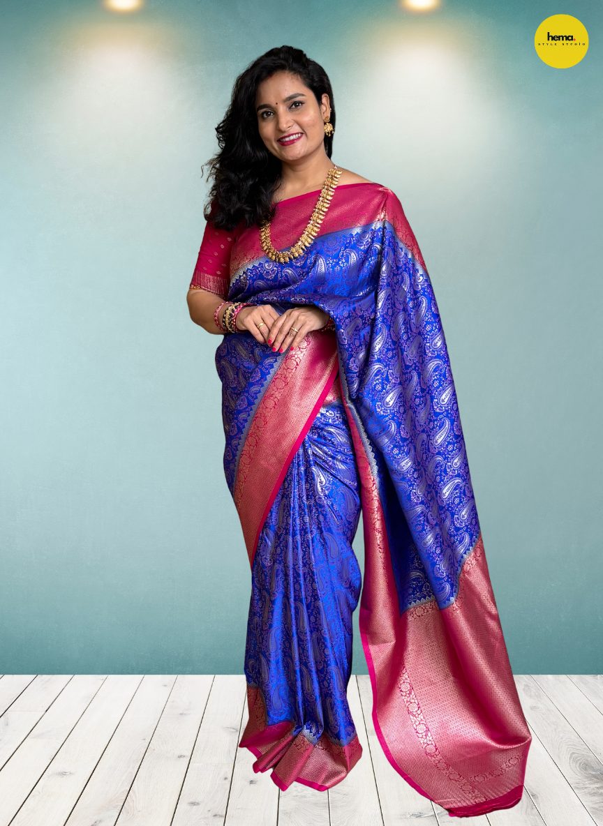 Brocade Semi Mysore Crepe (Meena with Banarasi Border)