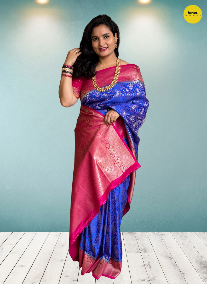 Brocade Semi Mysore Crepe (Meena with Banarasi Border)