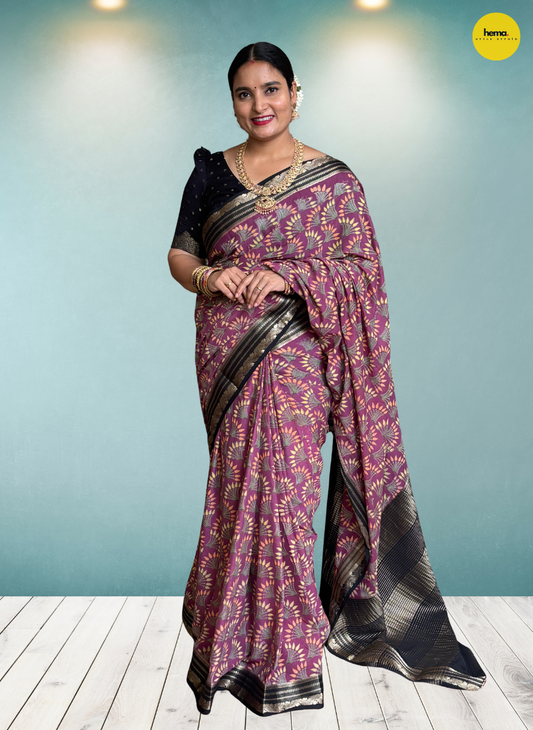 Semi Mysore Crepe (Floral Pattern Printed)