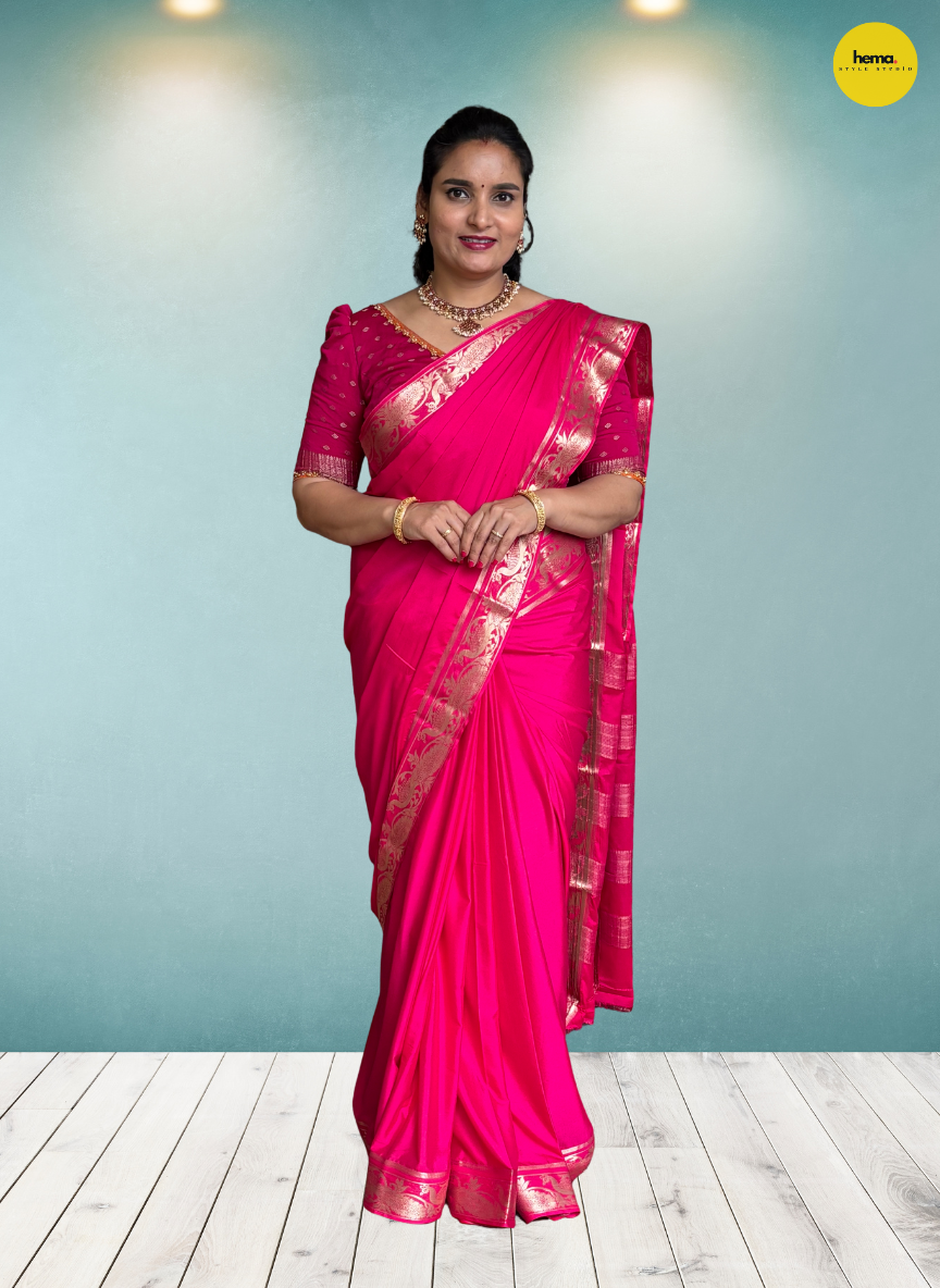 Semi Mysore Crepe (Self, Mayuri Border)