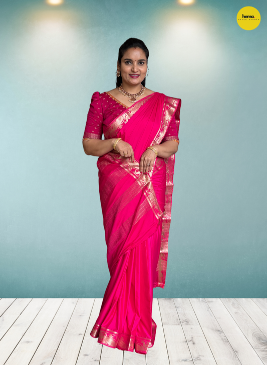 Semi Mysore Crepe (Self, Mayuri Border)