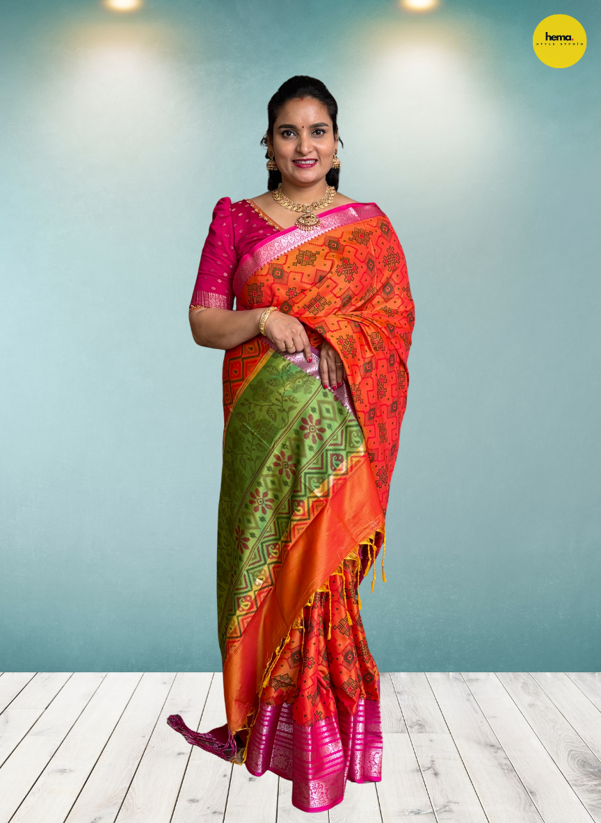 Semi Patola Saree (Ikkat Design)