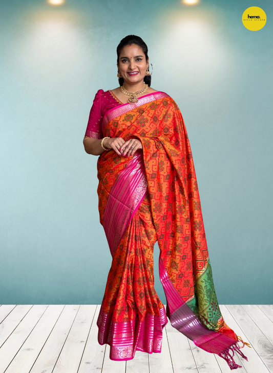 Semi Patola Saree (Ikkat Design)