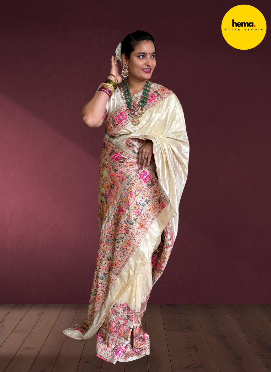 Kashmiri Pashmina Saree (Dori Border)