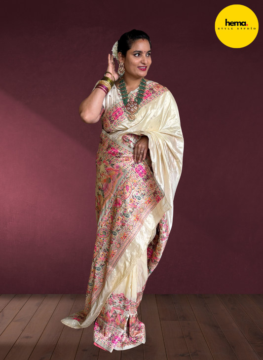 Kashmiri Pashmina Saree (Dori Border)