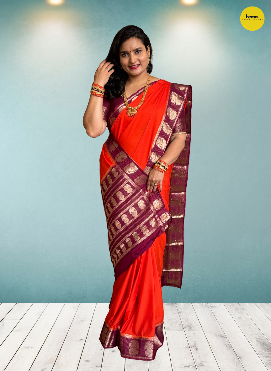 Semi Mysore Crepe (Gandabherunda Rich Pallu)