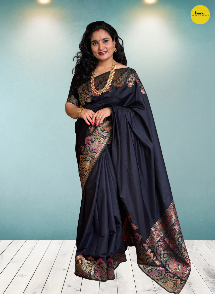 Kashmiri Pashmina Saree (Marching Elephants)