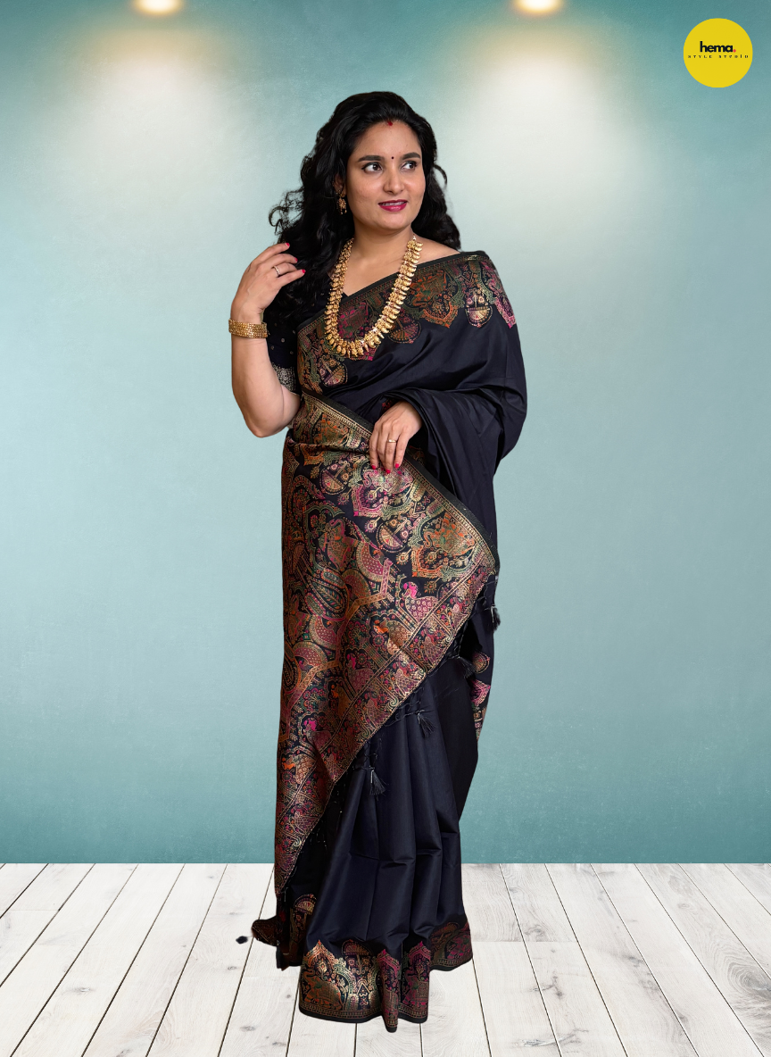 Kashmiri Pashmina Saree (Marching Elephants)