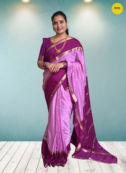 Semi Mysore Crepe (Peacock and Mango Bentex Border)