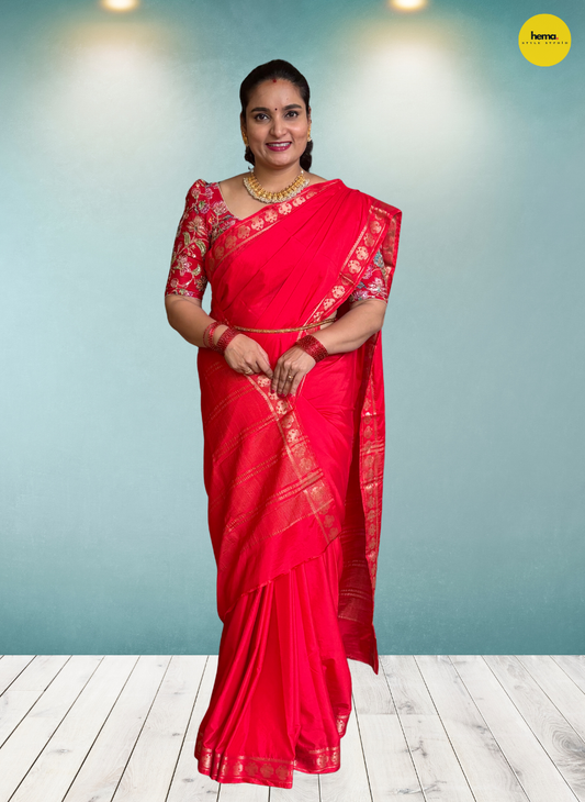 Semi Mysore Crepe (Small, Gandabherunda Border)