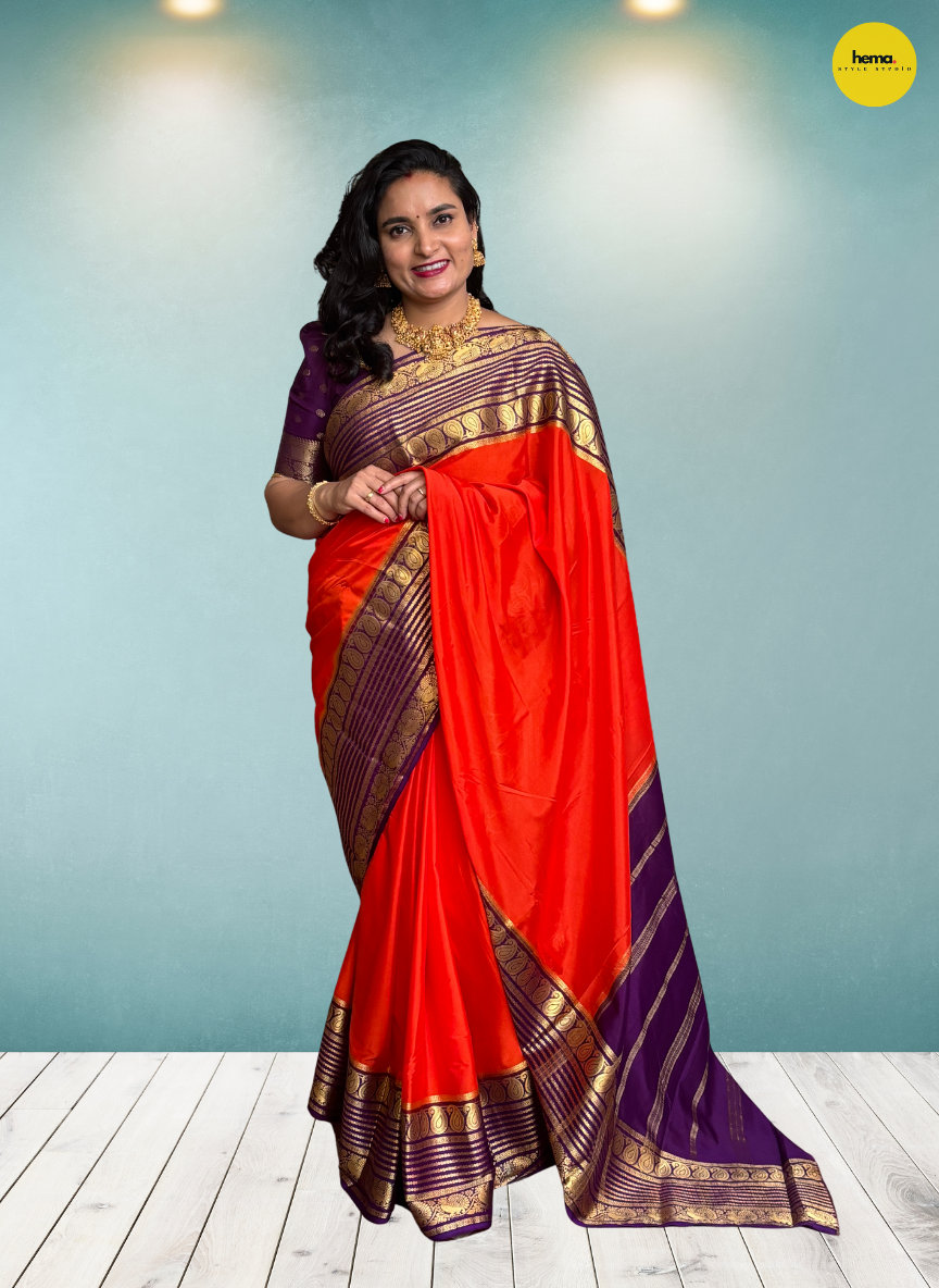 Semi Mysore Crepe (Mango, Rudrakshi, Mayuri Border)