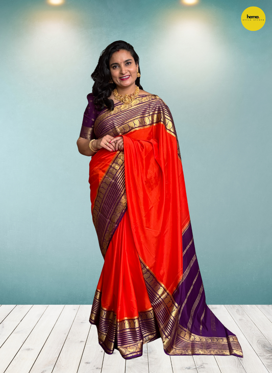 Semi Mysore Crepe (Mango, Rudrakshi, Mayuri Border)