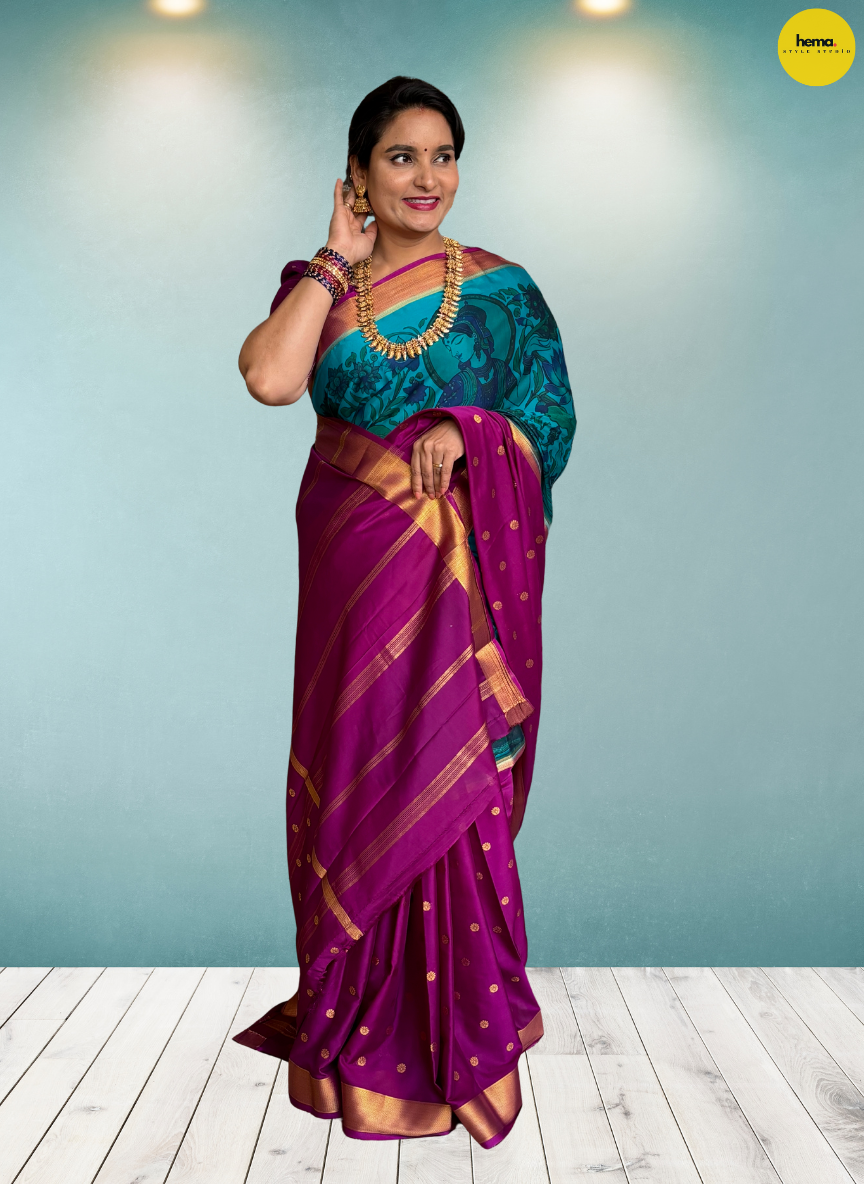 Semi Mysore Crepe (Half & Half, Kalamkari Design)