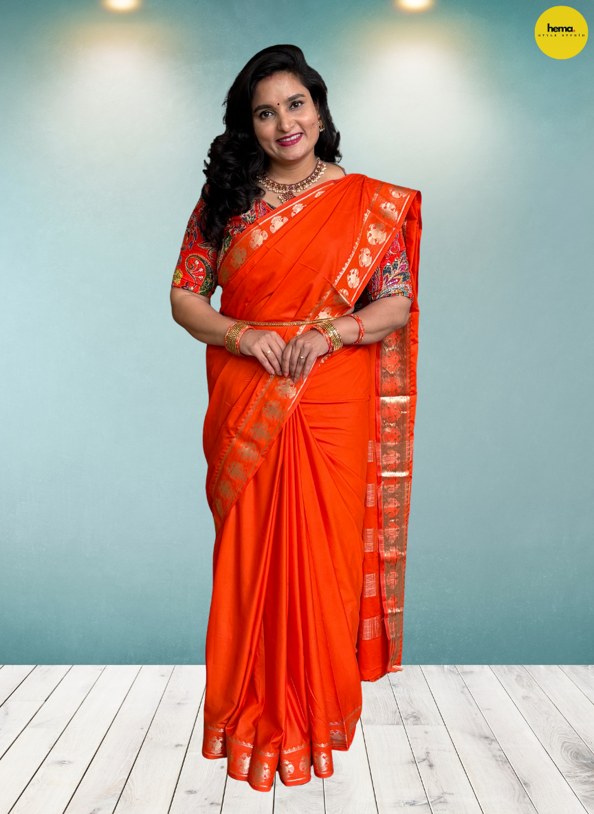 Semi Mysore Crepe (Medium, Gandabherunda Border)