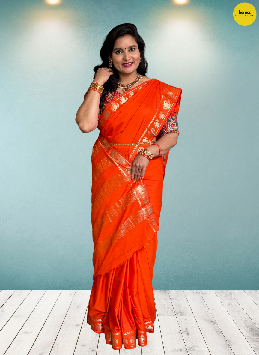 Semi Mysore Crepe (Medium, Gandabherunda Border)