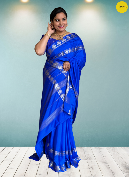 Semi Mysore Crepe(Self, Gandaberunda Bentex Border)