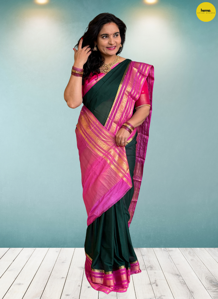 Semi Mysore Crepe (Floral Sequence Border)