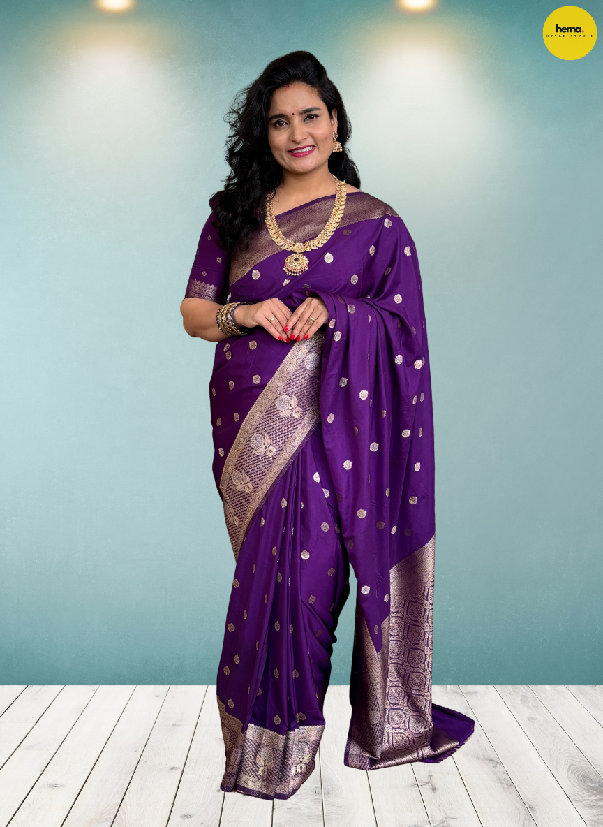 Banarasi Crepe (Floral Border and Grand Pallu)