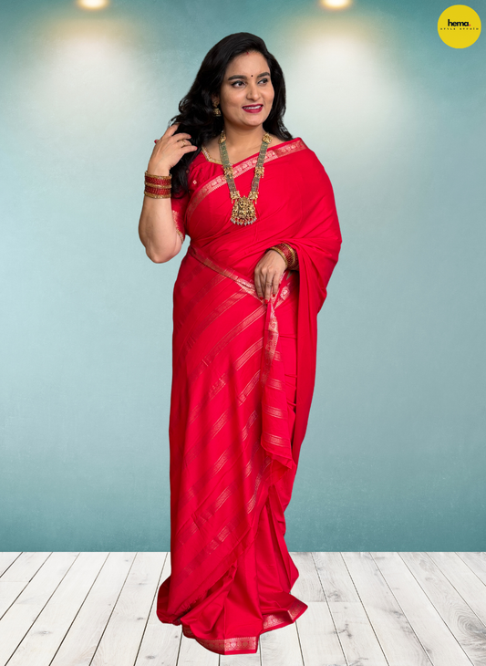 Semi Mysore Crepe (Small, Lotus Border)