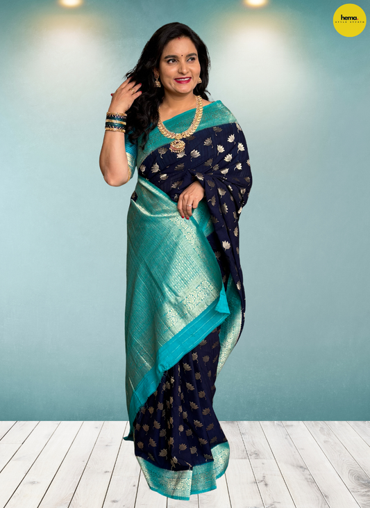 Embossed Georgette (Premium, Lotus Motifs)