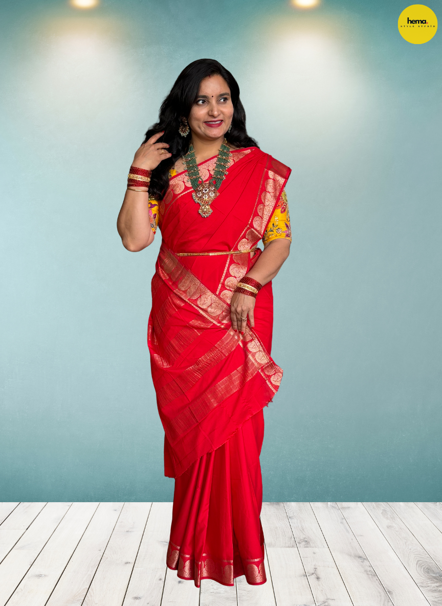 Semi Mysore Crepe (Self, Premium, Mango Border)