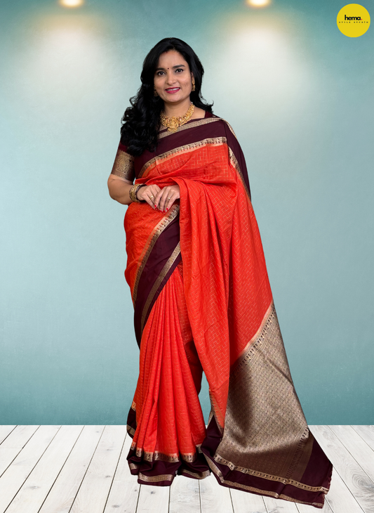 Semi Mysore Crepe (Peacock Bentex Border & Grand Pallu)