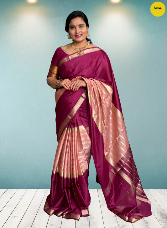 Semi Mysore Crepe (Contrast, 2D, Horizontal Lines)