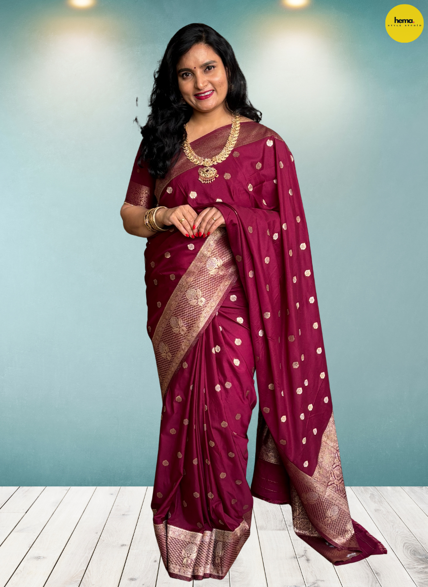 Banarasi Crepe (Floral Border and Grand Pallu)