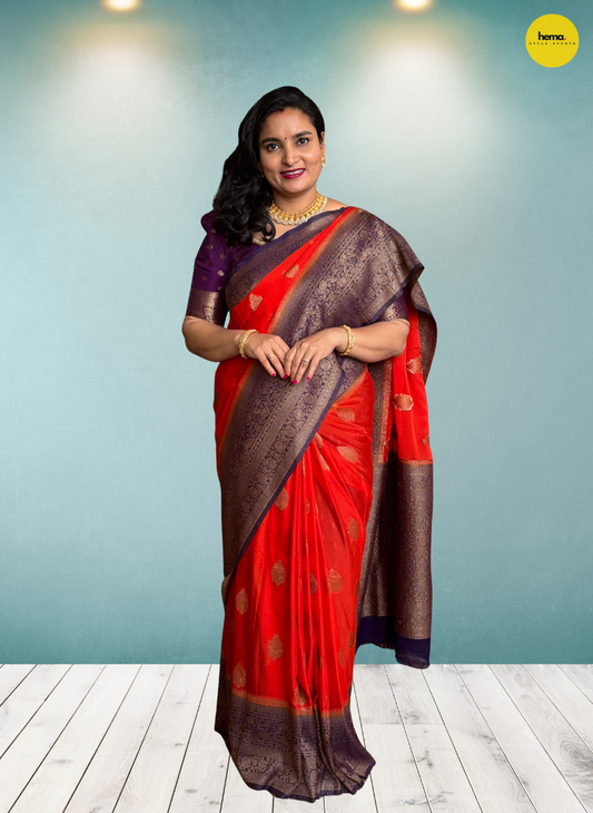 Banarasi Khaddi Georgette (Neem Zari Motifs and Rich Pallu)