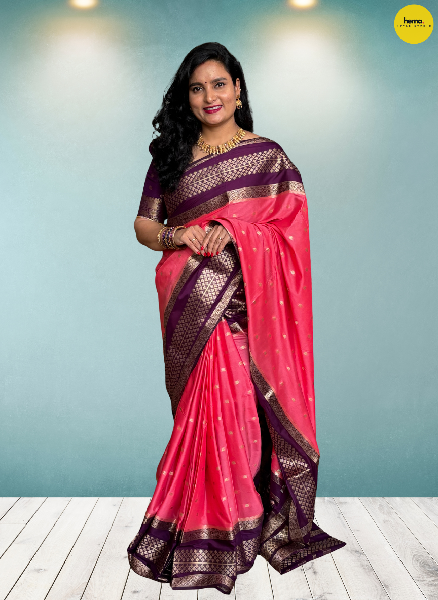 Semi Mysore Crepe (Premium, Triple Bentex Border)