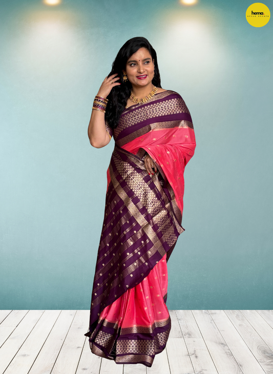 Semi Mysore Crepe (Premium, Triple Bentex Border)