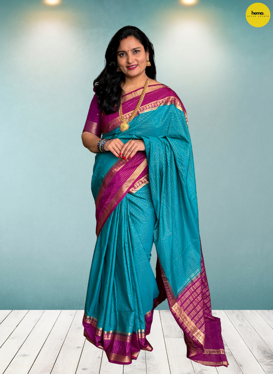 Semi Mysore Crepe (Checks Mango Bentex)